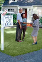 image is of a realtor in newport news va meeting a couple at a home
